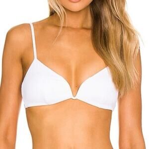 L*SPACE | NWT Helena Bikini Top White Ribbed Adjustable Wired Front | Size XL